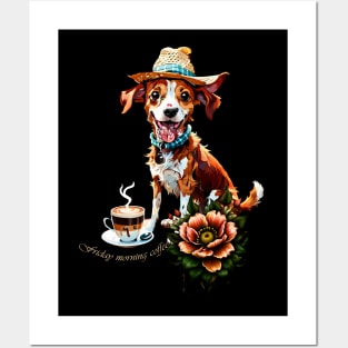 A happy cartoon dog in a summer hat Posters and Art